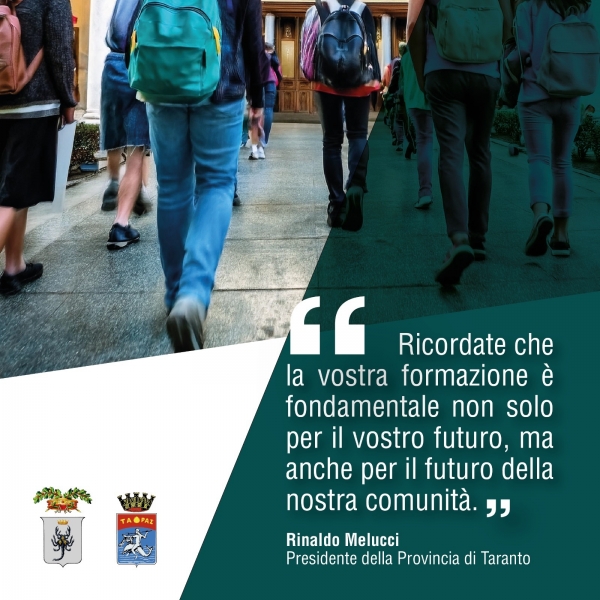L&#039;augurio del Presidente della Provincia agli studenti per l&#039;inizio del nuovo anno scolastico